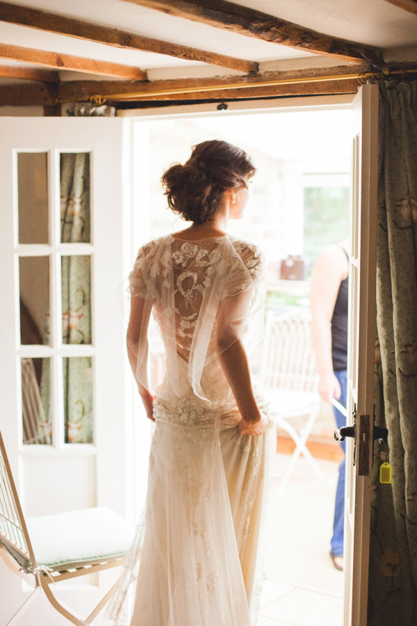 Azalea by Jenny Packham, Edwardian inspired floral crown, Emmanuel College Cambridge wedding, M&J Photography