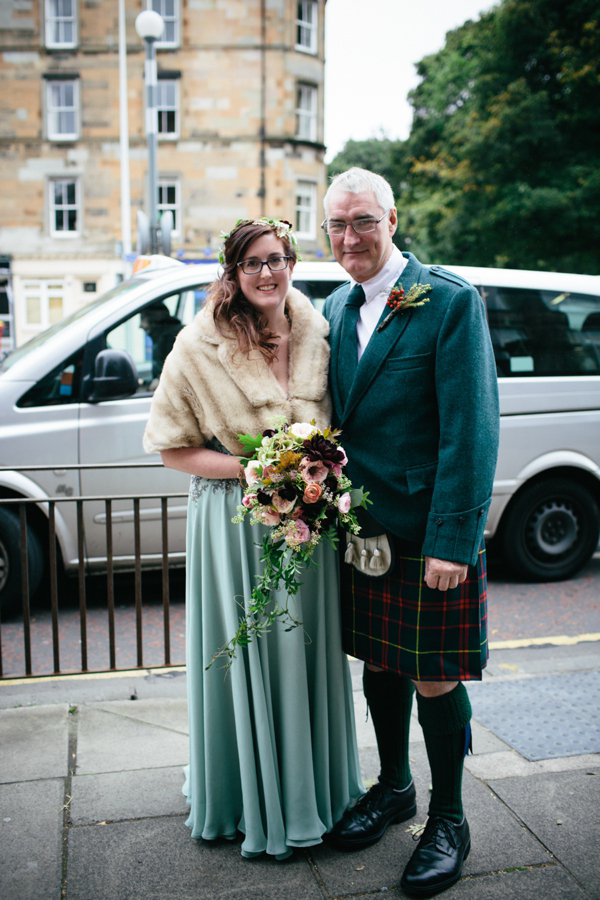 Rowanjoy pale green wedding dress, Eclectic Edinburgh wedding, Caro Weiss Photography