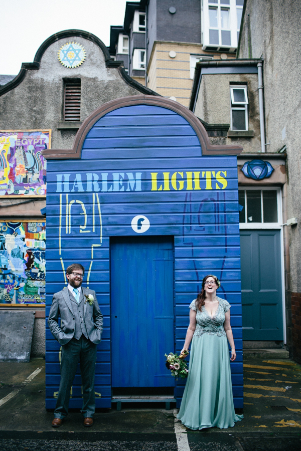 Rowanjoy pale green wedding dress, Eclectic Edinburgh wedding, Caro Weiss Photography