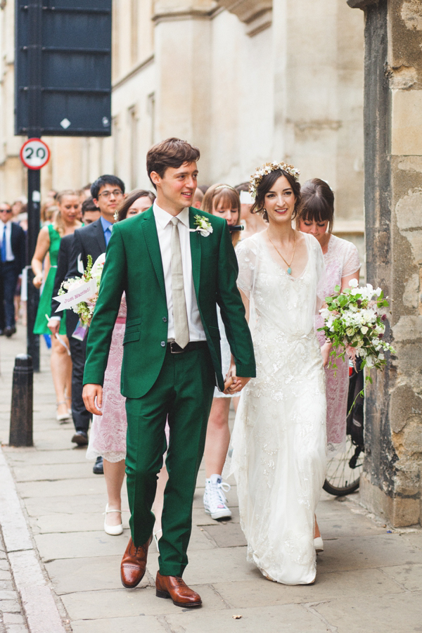 Azalea by Jenny Packham, Edwardian inspired floral crown, Emmanuel College Cambridge wedding, M&J Photography