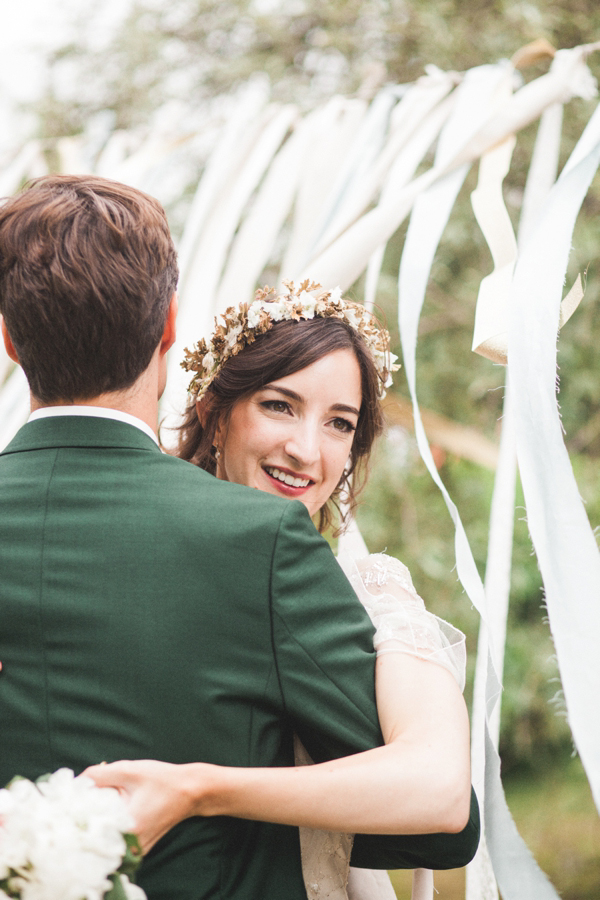 Azalea by Jenny Packham, Edwardian inspired floral crown, Emmanuel College Cambridge wedding, M&J Photography