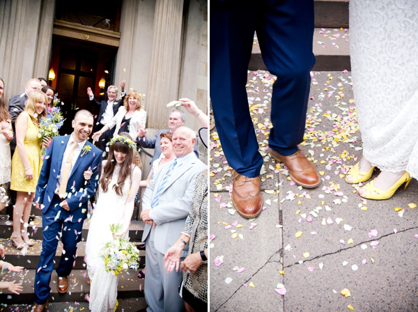 1960s style wedding, 1970s style wedding, bohemian bride, Edwardian wedding dress, yellow wedding, Anna C. Pettigrew Photography
