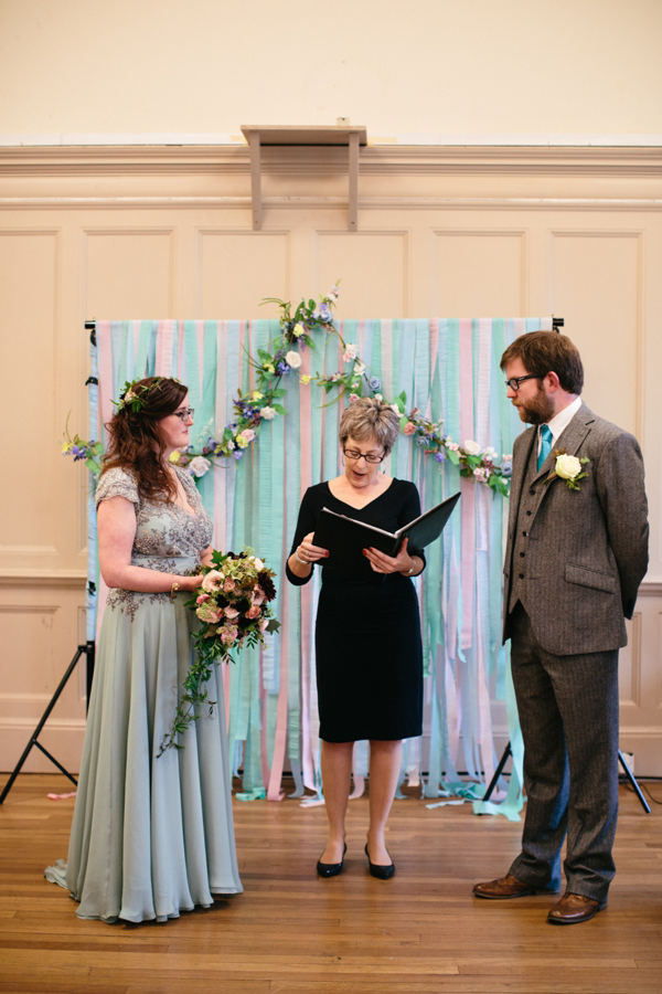 Rowanjoy pale green wedding dress, Eclectic Edinburgh wedding, Caro Weiss Photography