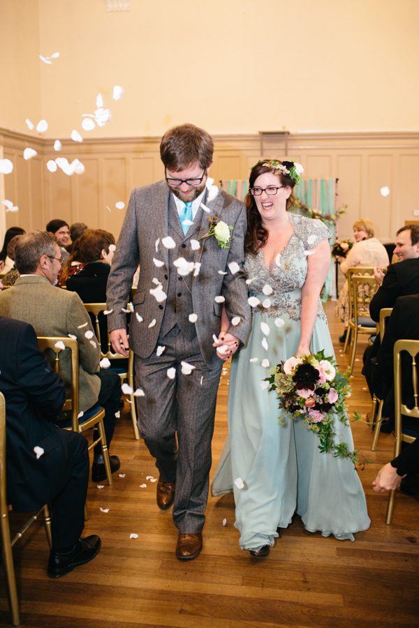 Rowanjoy pale green wedding dress, Eclectic Edinburgh wedding, Caro Weiss Photography