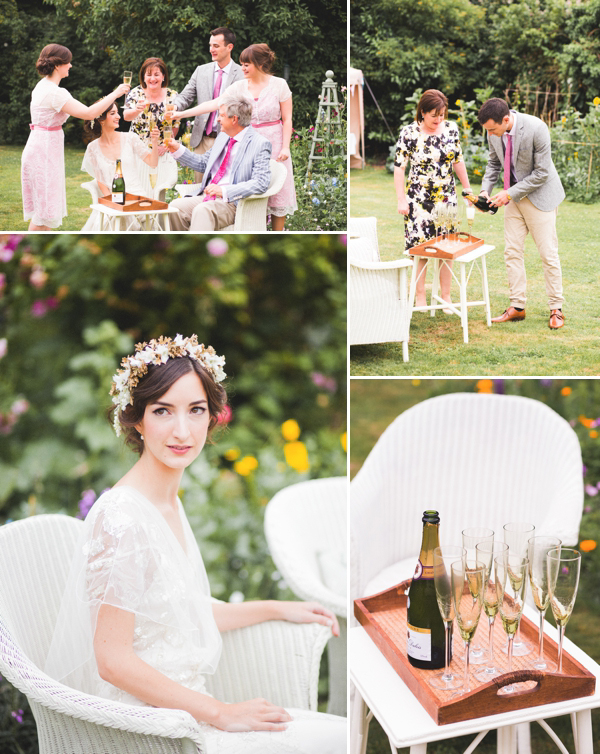 Azalea by Jenny Packham, Edwardian inspired floral crown, Emmanuel College Cambridge wedding, M&J Photography