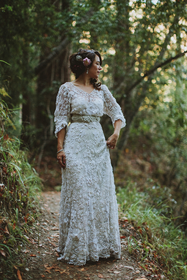 Edwardian vintage crochet wedding dress, Californian wedding, Brittany Esther wedding photography