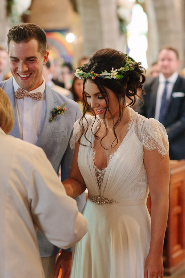 Jenny Packham, rustic floral coral wedding, Laura McCluskey Photography