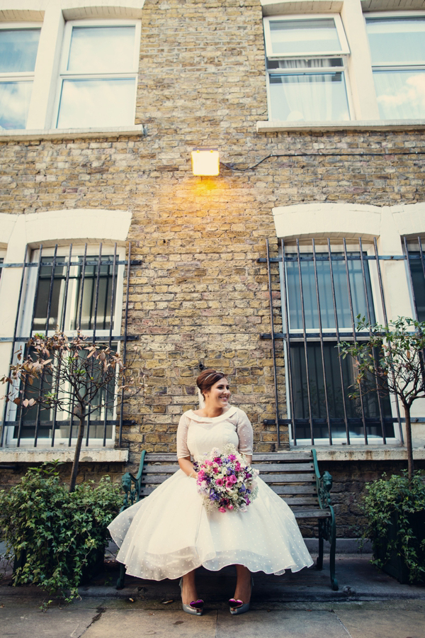 A 1950s inspired polka dot wedding dress, Camden London wedding, Assassynation Photography