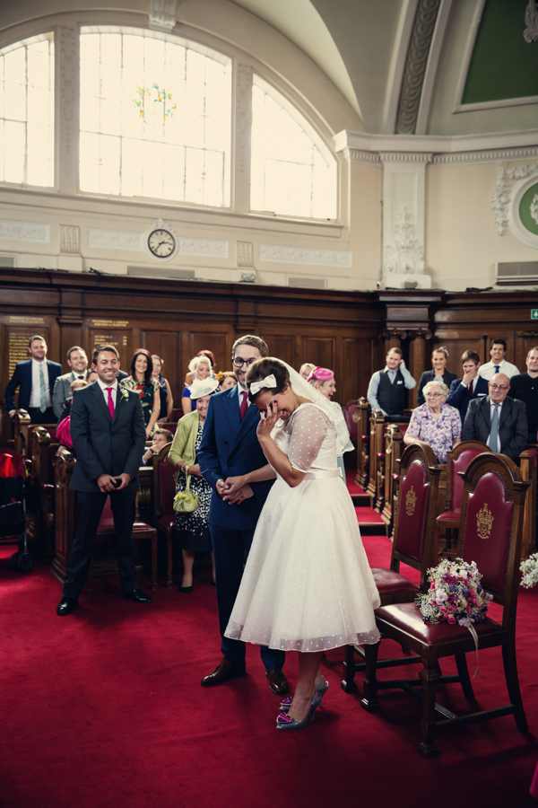 A 1950s inspired polka dot wedding dress, Camden London wedding, Assassynation Photography