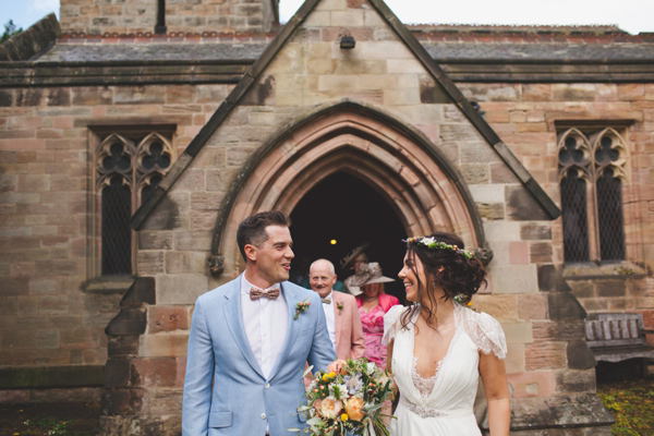 Jenny Packham, rustic floral coral wedding, Laura McCluskey Photography