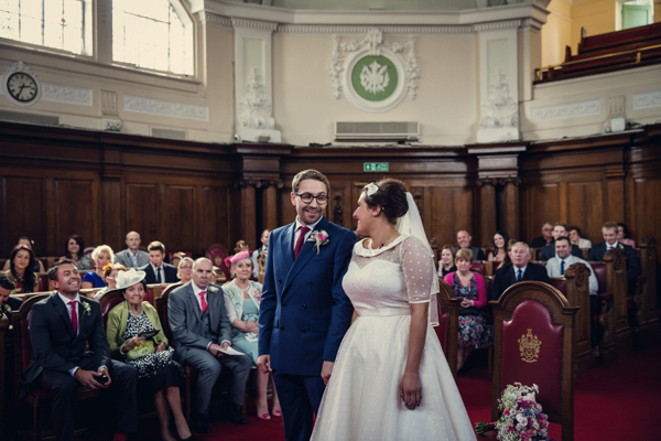 A 1950s inspired polka dot wedding dress, Camden London wedding, Assassynation Photography