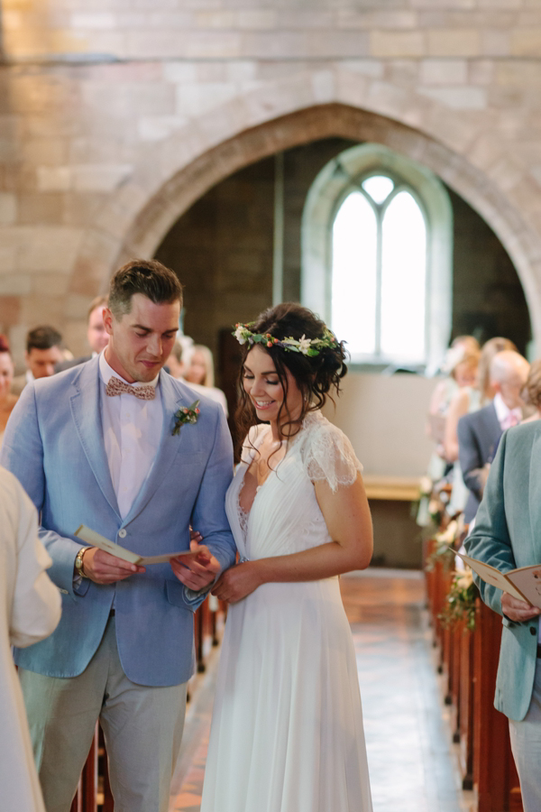 Jenny Packham, rustic floral coral wedding, Laura McCluskey Photography