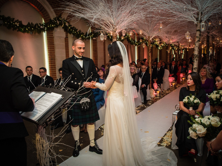 Elegant winter wonderland wedding // Bespoke wedding dress by Dana Bolton // Indigo Images wedding photography