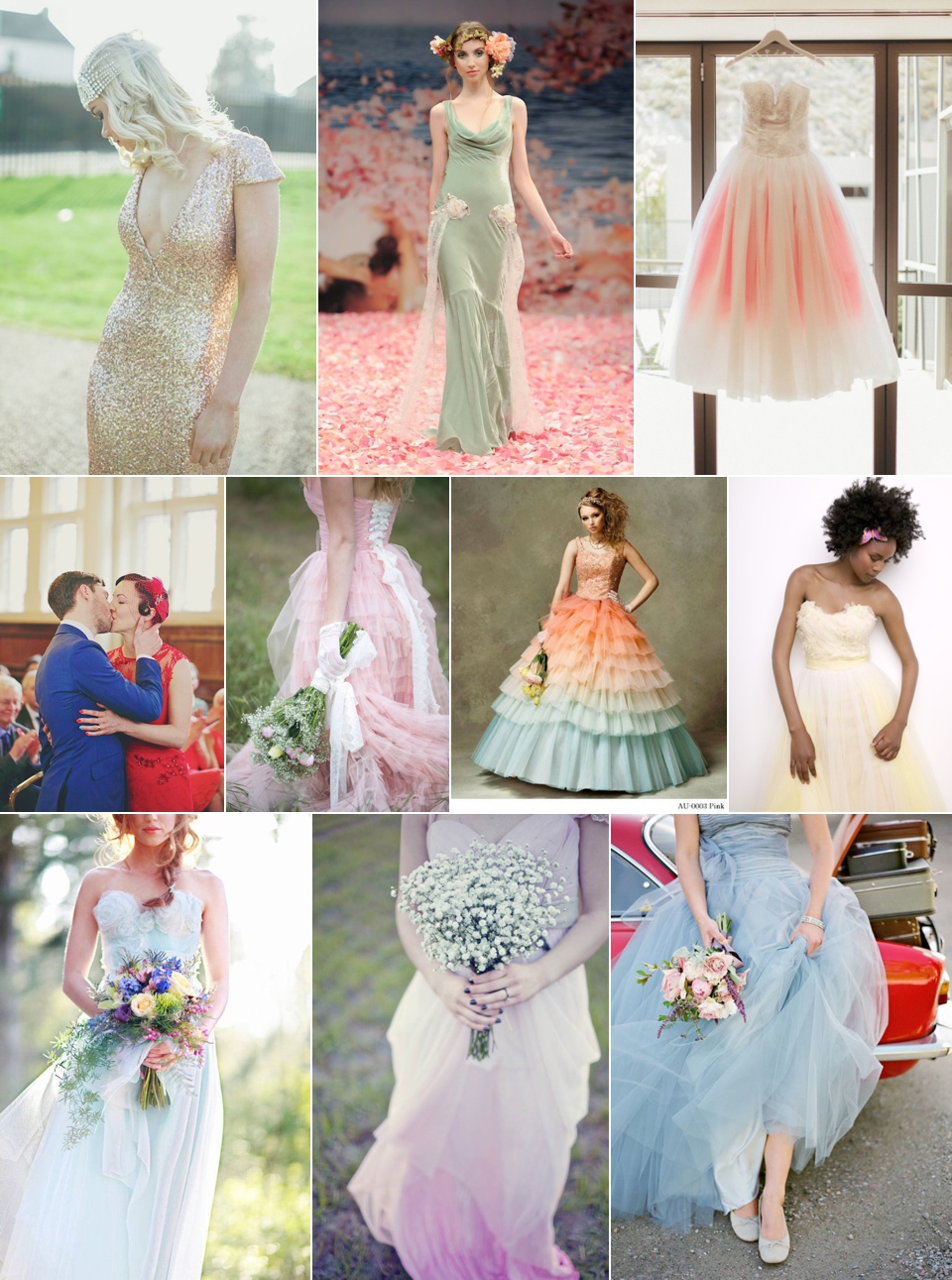 Colourful wedding dresses