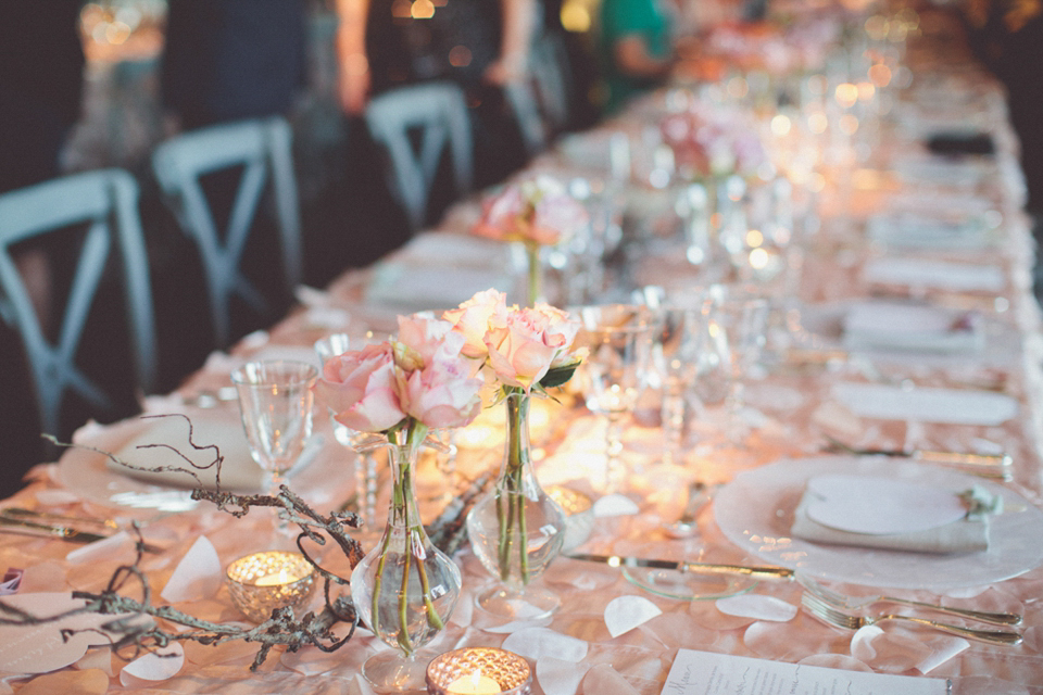 Vintage glamour farm wedding // Pale blue taupe grey Vera Wang wedding dress // Chris Spira Photography