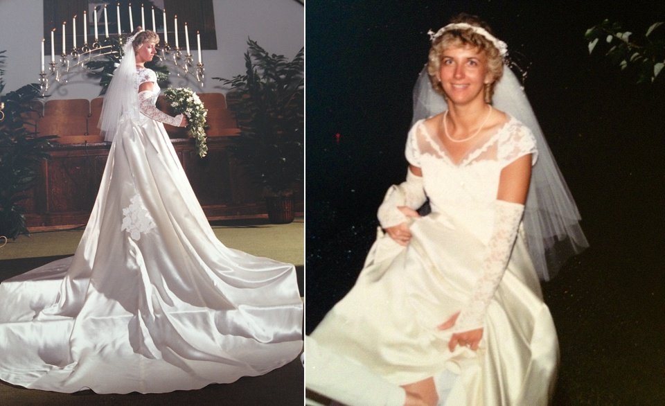 1950's vintage wedding dress reworn in the 1980s