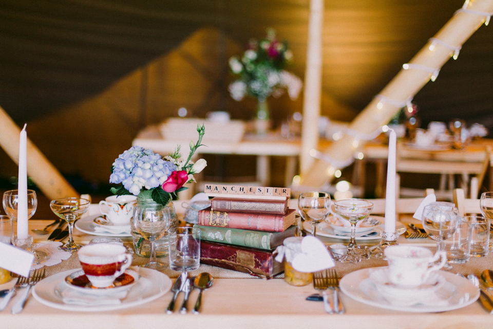 1940s vintage wedding dress by Elizabeth Avey // Tipi wedding in Anglesey // Rachel Hayton Photography