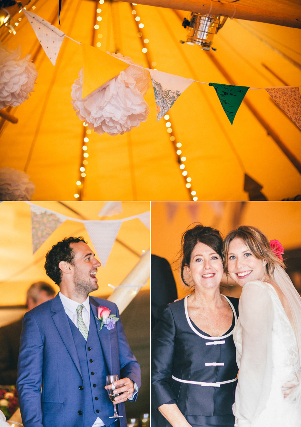 1940s vintage wedding dress by Elizabeth Avey // Tipi wedding in Anglesey // Rachel Hayton Photography