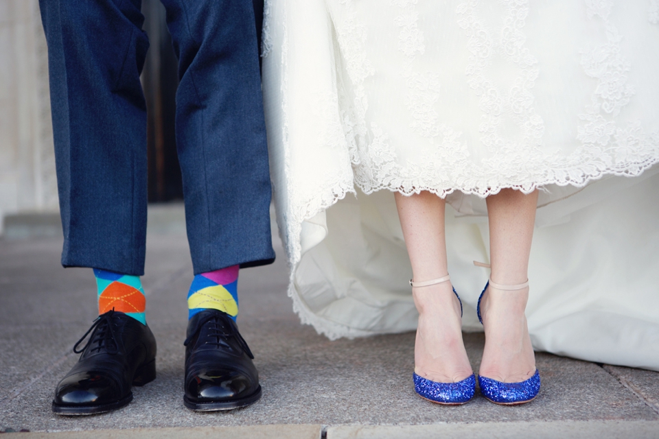 Sparkly blue wedding shoes by Lydia Stamps Photography_0005