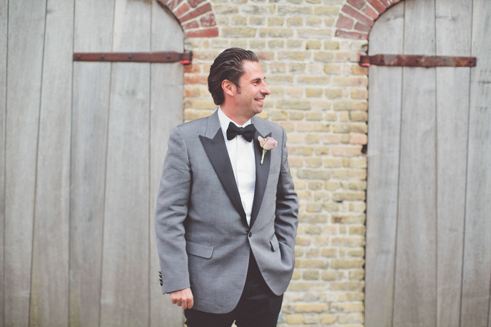 Vintage glamour farm wedding // Pale blue taupe grey Vera Wang wedding dress // Chris Spira Photography