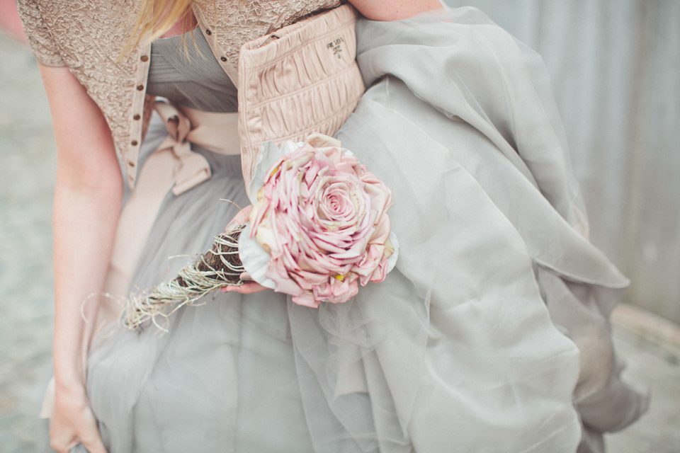 Vintage glamour farm wedding // Pale blue taupe grey Vera Wang wedding dress // Chris Spira Photography