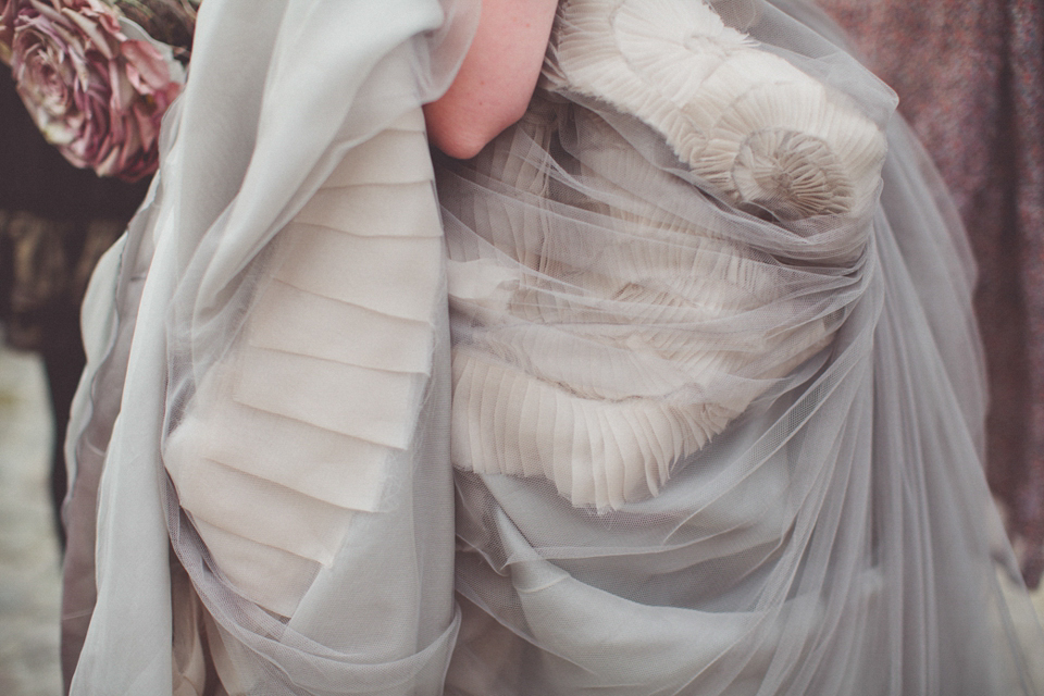 Vintage glamour farm wedding // Pale blue taupe grey Vera Wang wedding dress // Chris Spira Photography