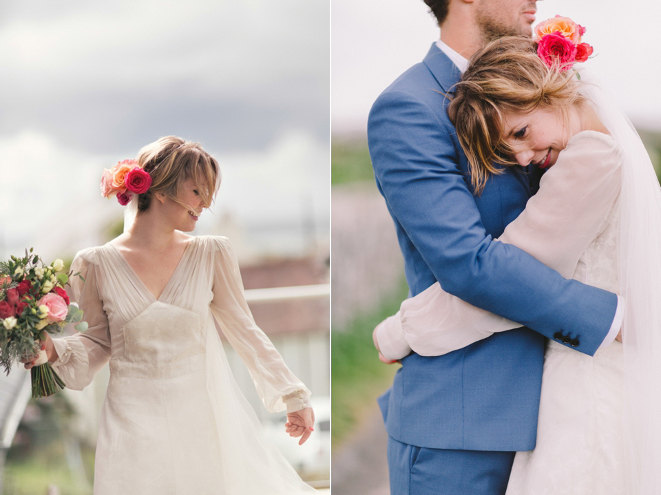 1940s vintage wedding dress by Elizabeth Avey // Tipi wedding in Anglesey // Rachel Hayton Photography