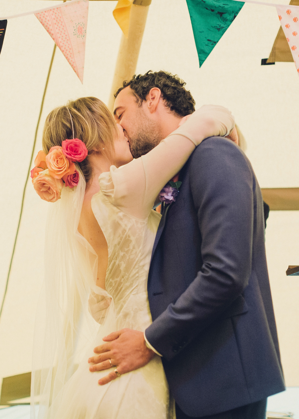 1940s vintage wedding dress by Elizabeth Avey // Tipi wedding in Anglesey // Rachel Hayton Photography