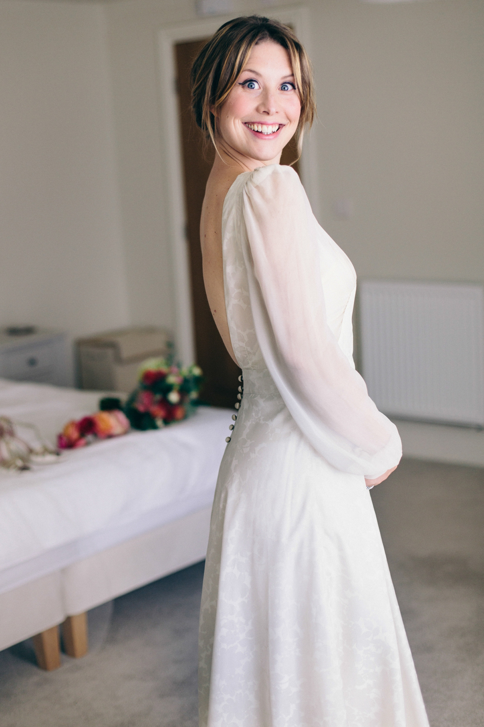 1940s vintage wedding dress by Elizabeth Avey // Tipi wedding in Anglesey // Rachel Hayton Photography