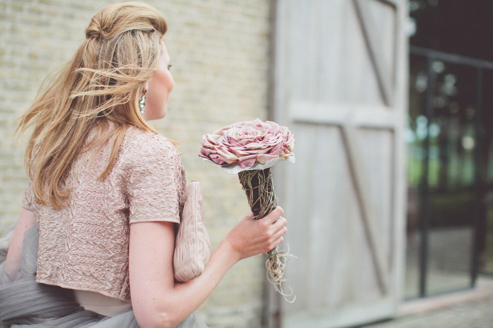 Vintage glamour farm wedding // Pale blue taupe grey Vera Wang wedding dress // Chris Spira Photography