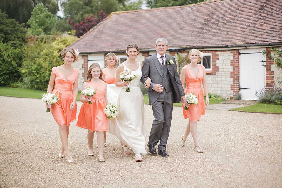 Coral colour summer wedding // Dress by Dana Bolton // Photography by Sarah Gawler