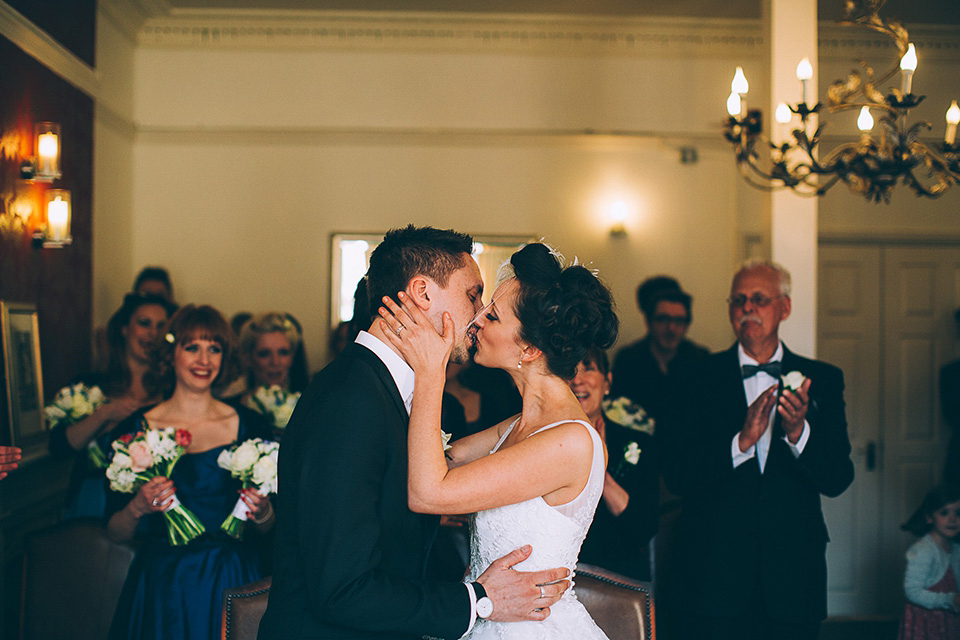 Friendship inspired wedding day // 50's style lace wedding dress // London wedding // Samuel Docker Photography