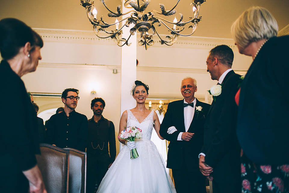 Friendship inspired wedding day // 50's style lace wedding dress // London wedding // Samuel Docker Photography