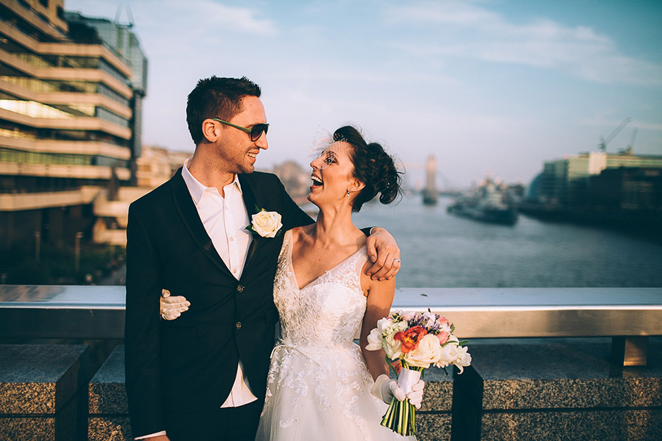 Friendship inspired wedding day // 50's style lace wedding dress // London wedding // Samuel Docker Photography