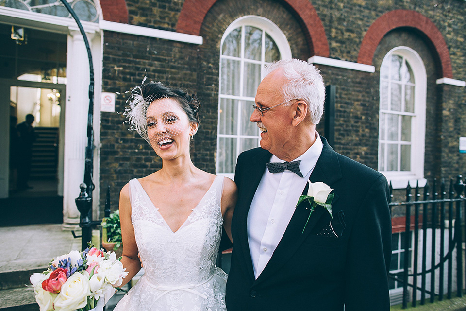 Friendship inspired wedding day // 50's style lace wedding dress // London wedding // Samuel Docker Photography