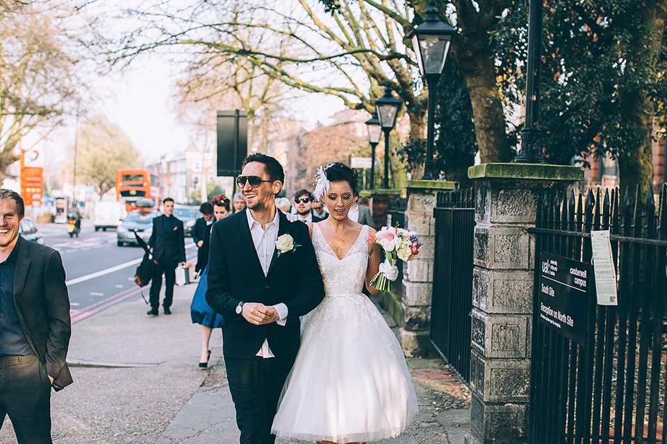 Friendship inspired wedding day // 50's style lace wedding dress // London wedding // Samuel Docker Photography