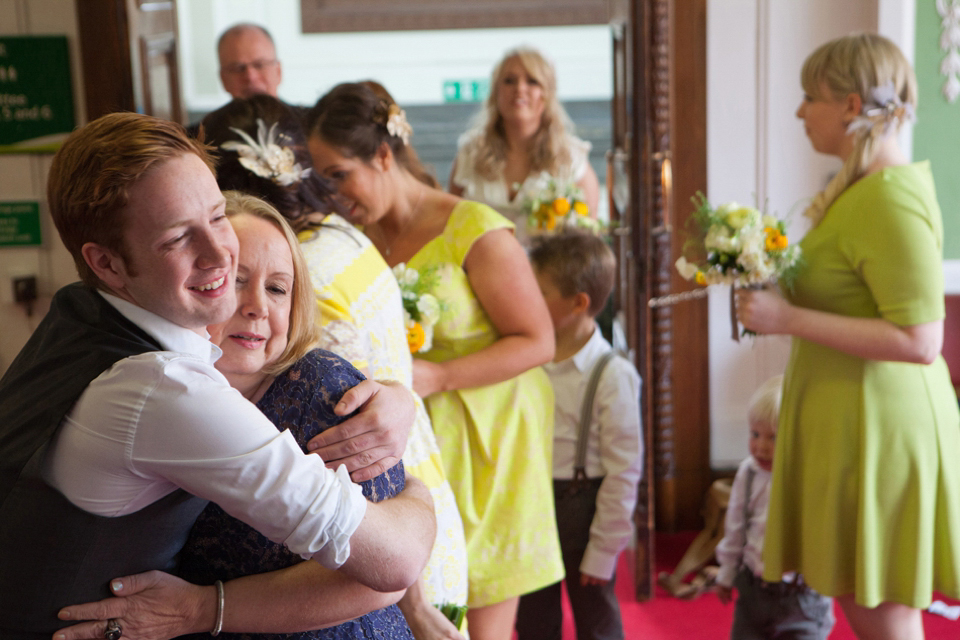 Spring yellow wedding, Minna wedding dress, London bride, Canal Museum wedding venue