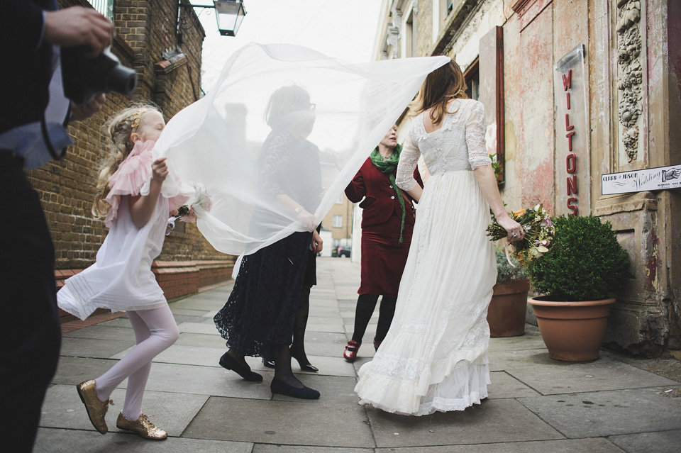 Clara Francis + Jason Watkins wedding, Wiltons Music Hall, London