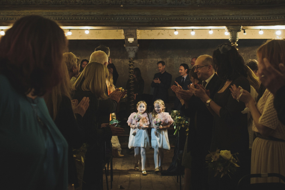 Clara Francis + Jason Watkins wedding, Wiltons Music Hall, London