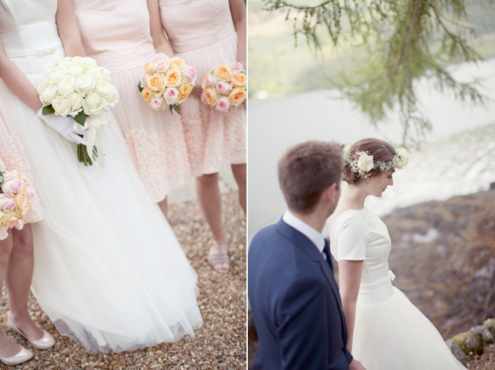 1950s style tulle wedding dress, Scottish lakeside wedding, Scottish wedding, Craig & Eva Sanders Photography