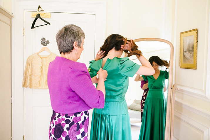 emerald green wedding dress, green wedding dress, purple wedding shoes, eshot hall, northumberland weddings, vanessa adams photography, green and gold wedding