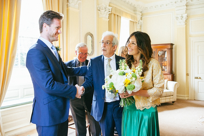 emerald green wedding dress, green wedding dress, purple wedding shoes, eshot hall, northumberland weddings, vanessa adams photography, green and gold wedding