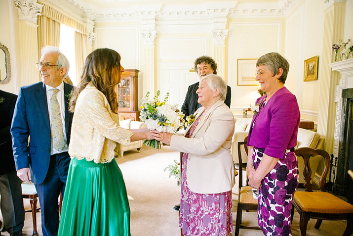 emerald green wedding dress, green wedding dress, purple wedding shoes, eshot hall, northumberland weddings, vanessa adams photography, green and gold wedding