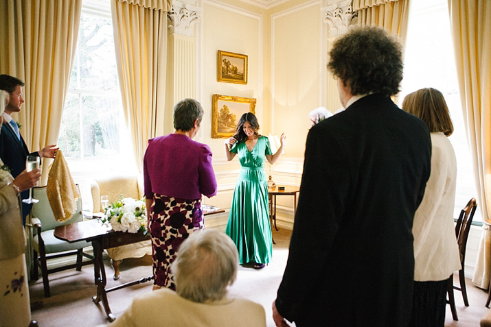 emerald green wedding dress, green wedding dress, purple wedding shoes, eshot hall, northumberland weddings, vanessa adams photography, green and gold wedding