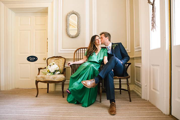 emerald green wedding dress, green wedding dress, purple wedding shoes, eshot hall, northumberland weddings, vanessa adams photography, green and gold wedding