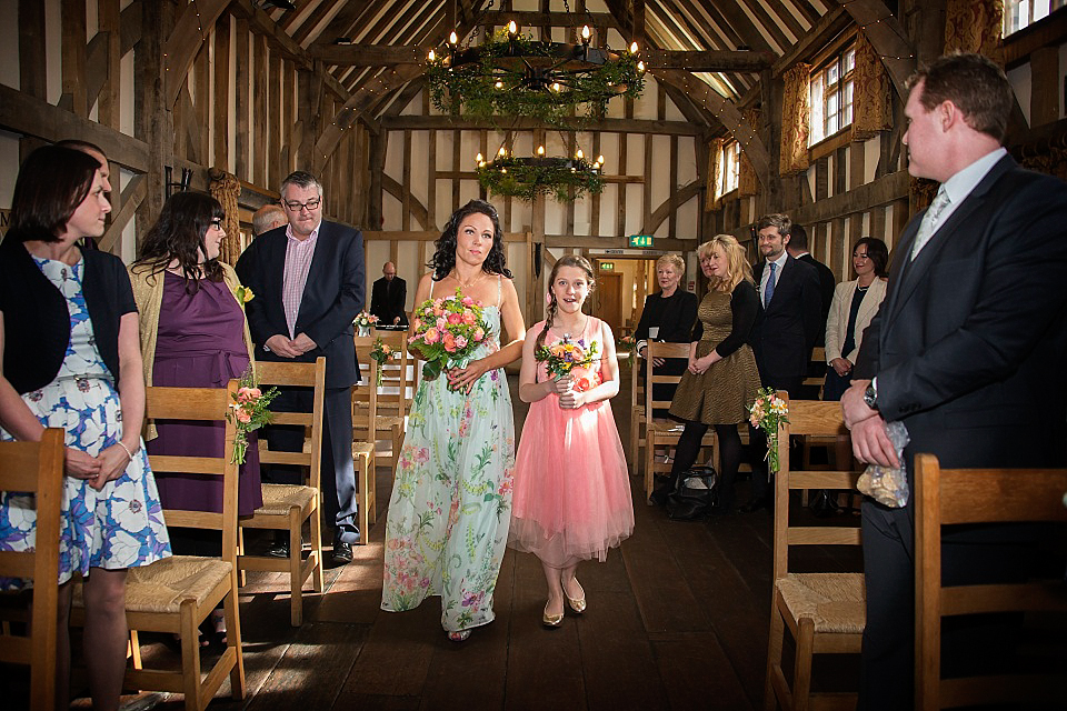 Sarah wore a tiered Maggie Sottero gown from Miss Bush Bridal in Ripley, Surrey, for her elegant barn wedding.