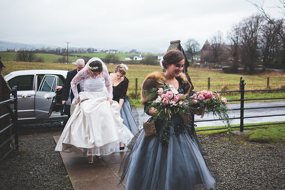 vintage winter wedding, ronald joyce wedding dress