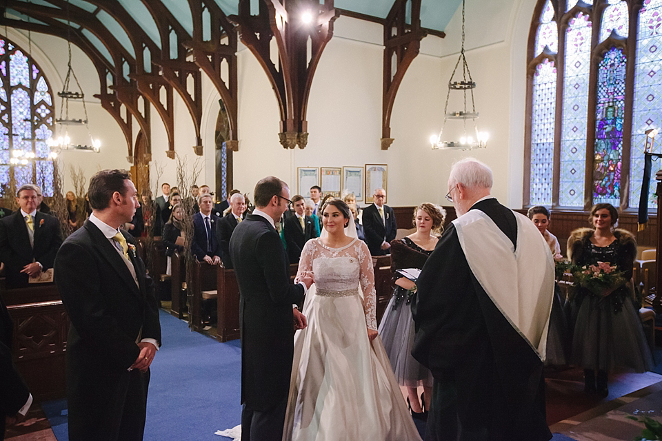 vintage winter wedding, ronald joyce wedding dress