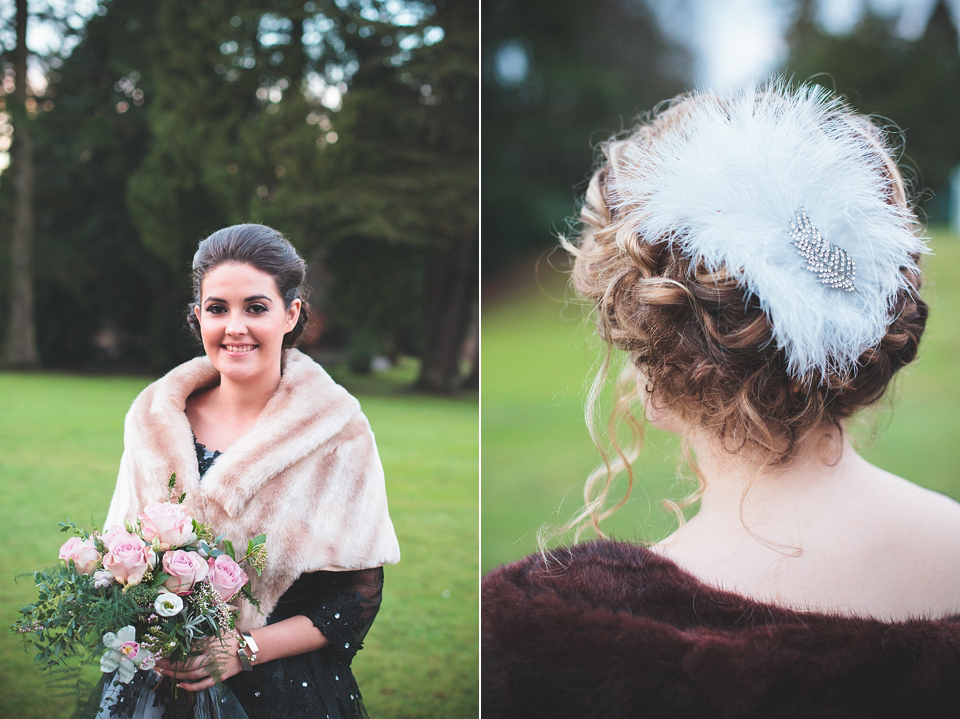 vintage winter wedding, ronald joyce wedding dress