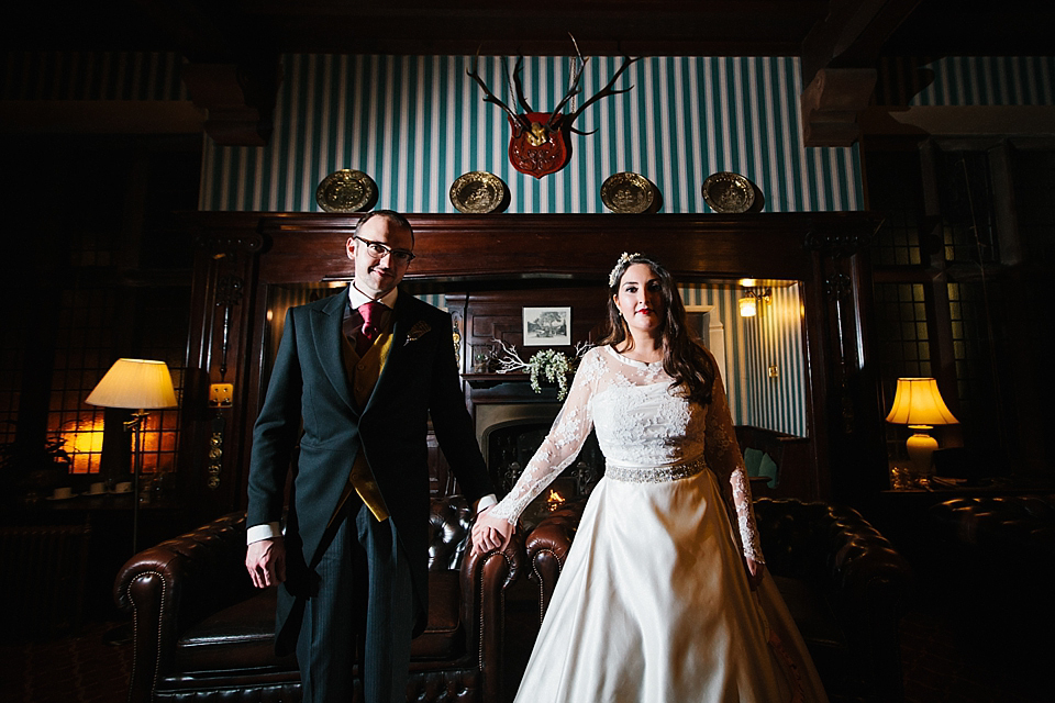 vintage winter wedding, ronald joyce wedding dress